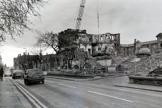 This image shows the former Scarsdale Hospital being pulled down on Newbold Road