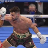 Josh Taylor takes the fight to Jose Ramirez in Las Vegas. Picture: David Becker/Getty Images