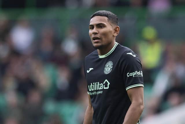 Demetri Mitchell in action for Hibs against Celtic