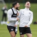 Robert Snodgrass and Lawrence Shankland during Hearts training