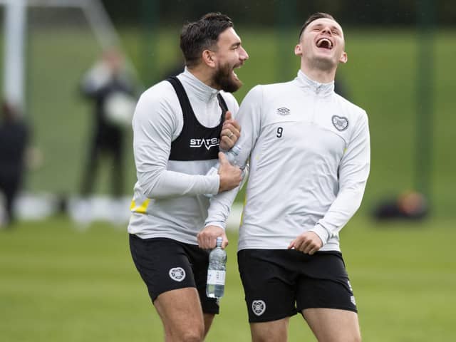 Robert Snodgrass and Lawrence Shankland during Hearts training