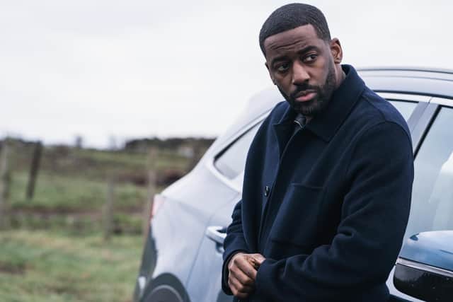Ashley Thomas stars as customs officer Dom in the new Channel 4 thriller In Flight (Picture: Channel 4/Peter Marley)