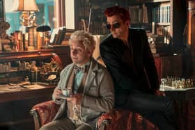 Undated TV still from Good Omens - Season 2. Pictured: Michael Sheen as Aziraphale and David Tennant as Crowley. See PA Feature SHOWBIZ Download Reviews. WARNING: This picture must only be used to accompany PA Feature SHOWBIZ Download Reviews. PA Photo. Picture credit should read: Prime Video/Mark Mainz. All Rights Reserved. NOTE TO EDITORS: This picture must only be used to accompany PA Feature SHOWBIZ Download Reviews.
