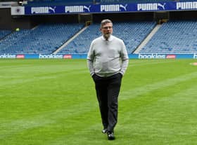 Former Hearts manager Craig Levein at Ibrox.