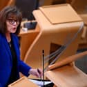 Stock photo of Jeane Freeman addressing MSPs in the Scottish Parliament