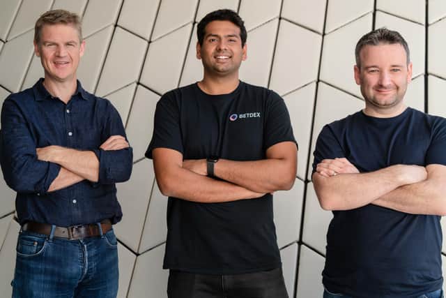Nigel Eccles, Varun Sudhakar, and Stuart Tonner of BetDEX.