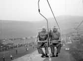 Philanthropist George Boyd Anderson and Lord Provost Herbert Brechin at the opening of Hillend's chairlift in October 1966.