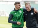 Innes Murray shares a joke with former Hibs team-mate Josh Campbell, who also enjoyed a fruitful loan spell with FC Edinburgh