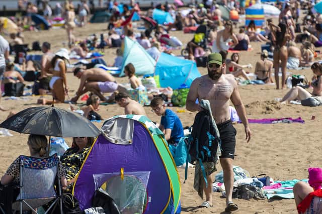 Portobello Beach was packed with sun seekers on Tuesday as temperatures soared. Photo by Lisa Ferguson.