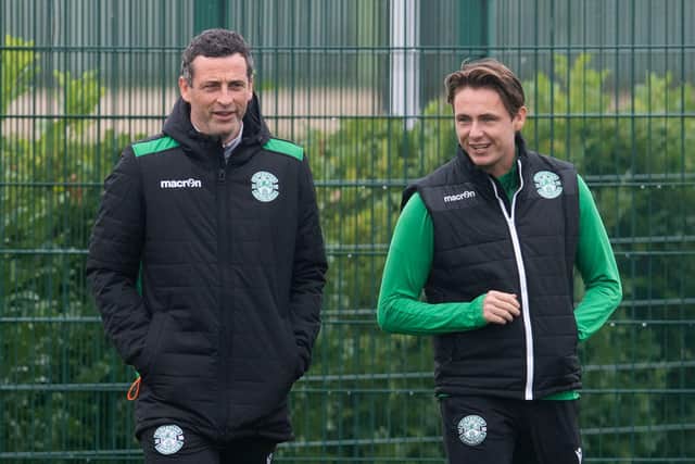 Hibs manager Jack Ross knows that a fit-again Scott Allan would bolster his squad and is happy to see the player making progress. Photo by Craig Foy/SNS Group