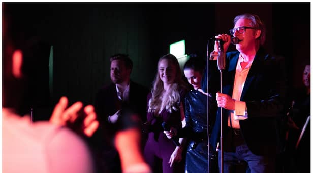 Line Of Duty star Adrian Dunbar delighting fans with a rendition of an Elvis Presley classic, That's All Right, at the QT jazz bar underneath the Middle Eight hotel in Covent Garden, London, on Friday night.
