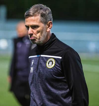 Edinburgh manager Gary Naysmith was not impressed by the second half of the  League One play-off  final first leg against Dumbarton  at Ainslie Park. (Photo by Euan Cherry / SNS Group)