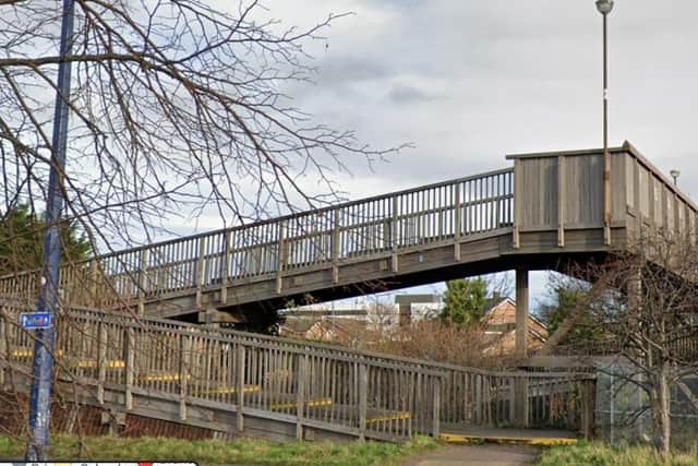The current bridge at Brunstane station has steps, so cyclists have to dismount.  Picture: Google Streetview.