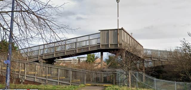 The current bridge at Brunstane station has steps, so cyclists have to dismount.  Picture: Google Streetview.