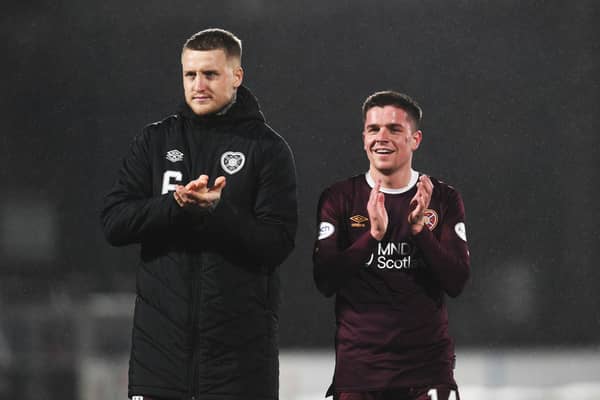 Stephen Humphrys and Cammy Devlin scored Hearts' goals at Hamilton on Friday.