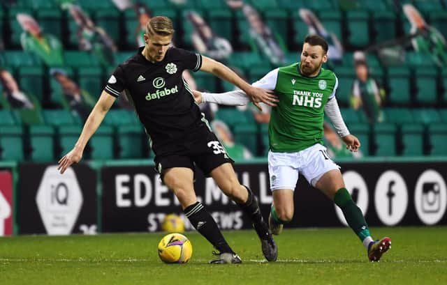 Martin Boyle in action against Celtic's Kristoffer Ajer last month. The two clubs are scheduled to meet on January 9 at Parkhead after Celtic requested the original date be pushed back