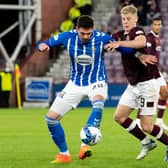 Hearts defender Alex Cochrane battles Kyle Lafferty when Kilmarnock won at Tynecastle in the Premier Sports Cup at the end of August. Picture: SNS