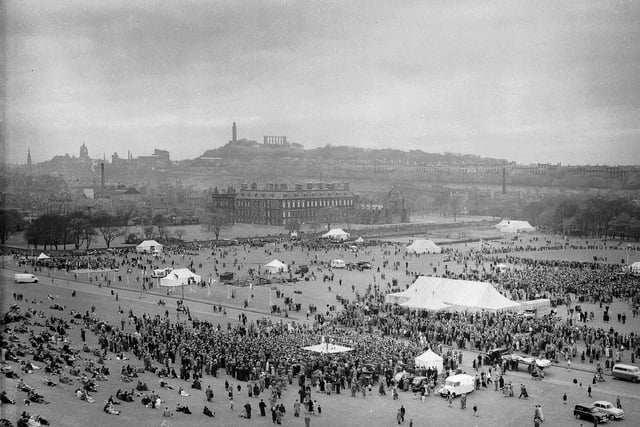 Crowds at the May Day Miners' Gala in Holyrood Park in 1956.