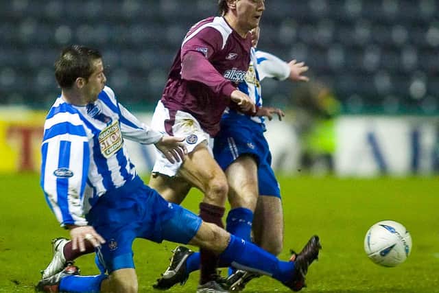 Deividas Cesnauskis making his Hearts debut in a Scottish Cup win at Kilmarnock. Picture: SNS