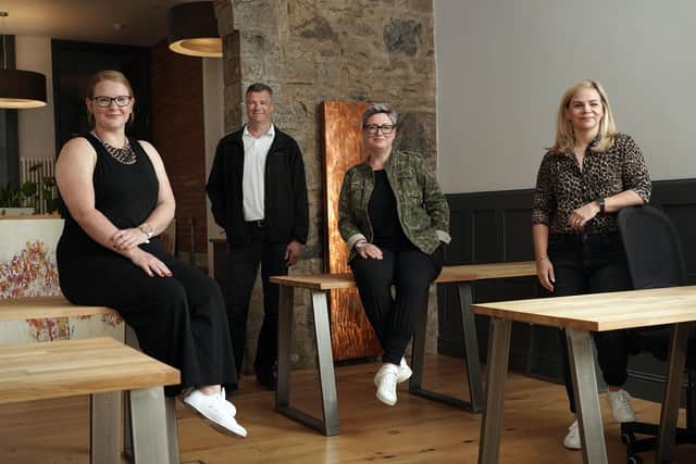 (L to R) Kirsten Paul, associate director and head of Clark.tech; Paul Atkinson, chair at Clark; Lesley Brydon, managing director at Clark; Angela Hughes, deputy managing director at Clark. Picture: Stewart Attwood