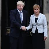 Scotland's First Minister Nicola Sturgeon welcomes Prime Minister Boris Johnson outside Bute House in Edinburgh ahead of their meeting. PRESS ASSOCIATION Photo. Picture date: Monday July 29, 2019. See PA story POLITICS Brexit Scotland. Photo credit should read: Jane Barlow/PA Wire