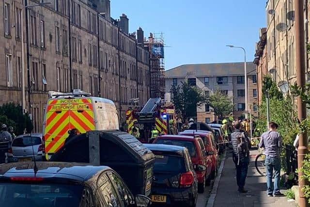 Emergency services at the scene in Dalry.