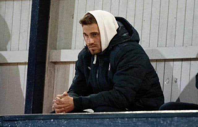 Goodwillie watches on during a cinch Championship match between Raith Rovers and Queen of the South at Stark's Park in Kirkcaldy, amid the furore over his signing. (Photo: Euan Cherry, SNS Group)