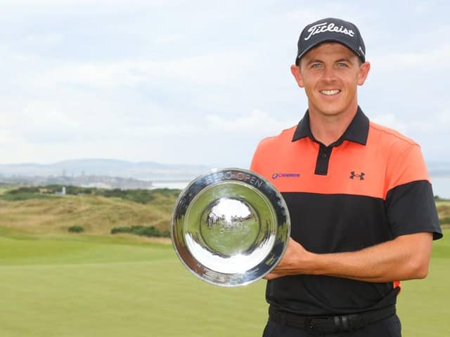 Grant Forrest poses with the Hero Open trophy following his victory at Fairmont St Andrews. Picture: Andrew Redington/Getty Images.