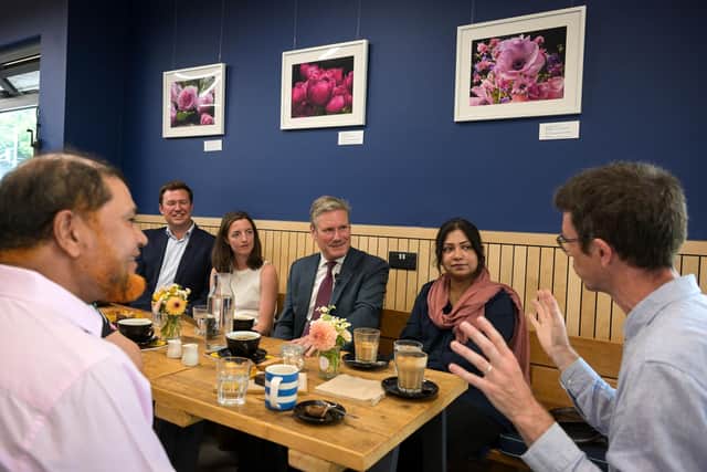 Labour leader Keir Starmer meets people at Park Life Heavitree community group cafe in Exeter to talk about the cost-of-living crisis (Picture: Finnbarr Webster/Getty Images)