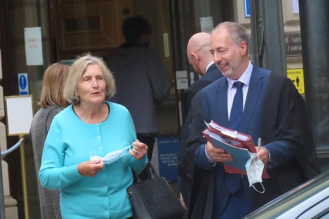 Helen Pearce outside Edinburgh Sheriff Court with lawyer Richard Freeman. Picture: Alexander Lawrie