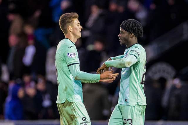 Élie Youan, right, has impressed in recent weeks while Matthew Hoppe got off the mark on his home debut against Kilmarnock