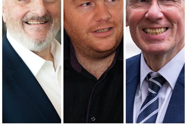Predicted to lose their seats: Tommy Sheppard (Edinburgh East), Owen Thompson (Midlothian) and Kenny MacAskill (East Lothian).