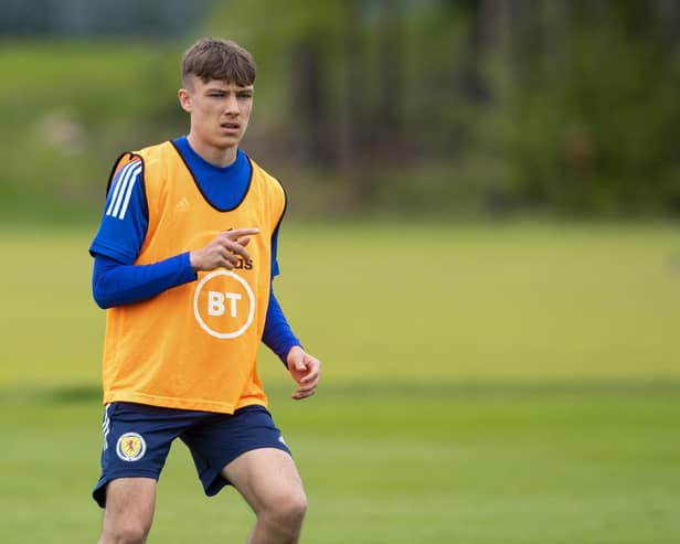Dundee United midfielder Archie Meekison in training for Scotland. Picture: SNS