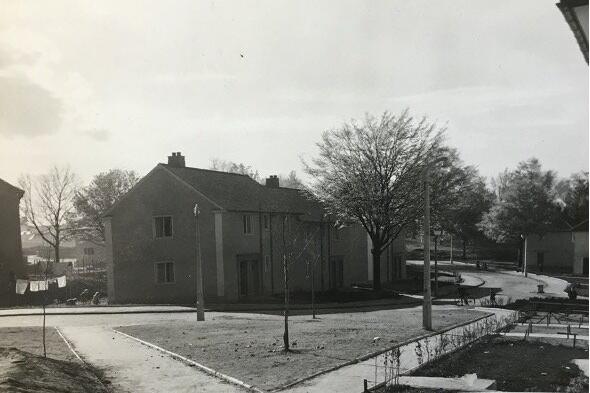 Open spaces were a key feature of the new estate - not just the park, but areas of green right next to the houses, as here in Marmion Crescent.  It was a world away from the slums where many of the Inch residents had lived before.