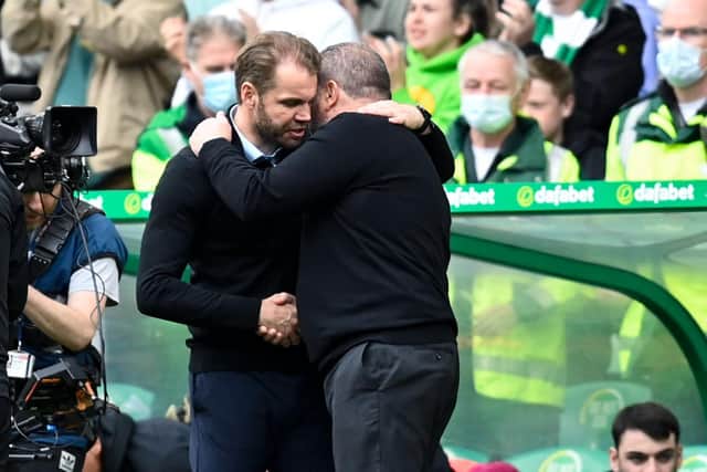 Hearts manager Robbie Neilson with his Celtic counterpart Ange Postecoglou.