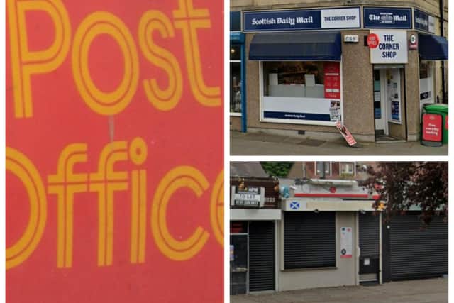 Recent post office closures include Craigcrook Road, Blackhall (top) and Duart Crescent, Drum Brae.