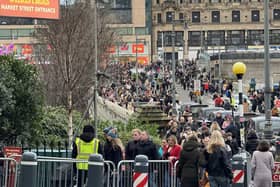 People queued along Waverley Bridge for over an hour