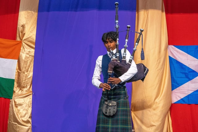 This bagpiper had the puff to please the audience at the festival on Calton Hill at the weekend.
