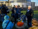 Author Val McDermid speaks to press after a friendly match between McDermid Ladies and Livingston in Kirkcaldy (Picture: Rob Casey/SNS Group)
