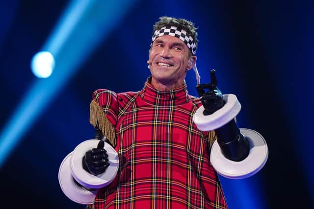 Pat Cash was revealed as the singer behind the Bagpipes character on The Masked Singer. Picture: ITV