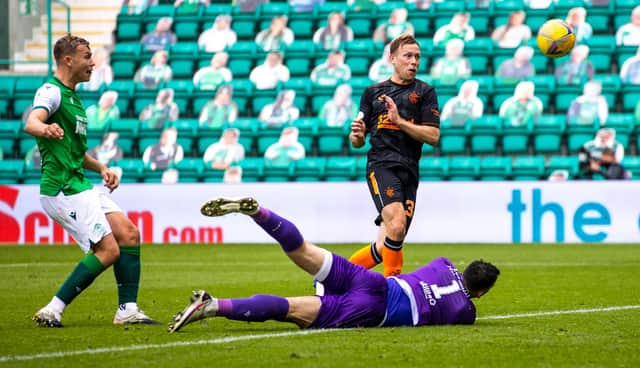 Ofir Marciano makes a brilliant double save from Scott Arfield during Sunday's 2-2 draw at Easter Road. (Photo by Craig Williamson / SNS Group)