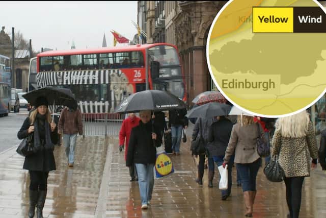 Edinburgh will experience wet and windy conditions today with spells of heavy rain forecast and wind speeds reaching in excess of 40mph. Photo: Ron Adams, flickr. Met Office