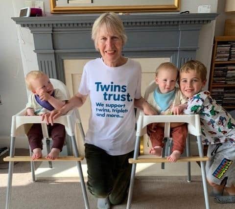 Good cause: Patricia Quigley with her grandsons