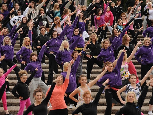 Members of the public can be seen here dancing on 9 October 2009, as Sky 1 launches a new dance series called Just Dance.