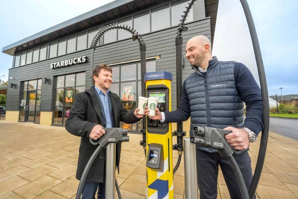 From left: Hamish Rankin, head of property at The Explorer Group, and Calum Wallace, business development manager at For:EV. Picture: Simon Jauncey.