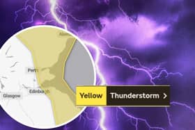 A yellow weather warning for thunder is in place for East Lothian on Sunday, June 25 (Photo: Met Office and Getty Images)