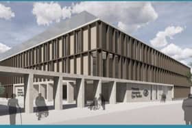 An artist's impression of the new eye hospital due to be built at Little France.  Campaigners say the project is 'on hold' after NHS Lothian confirmed it is part of a Scottish Government review of funding and sequencing.