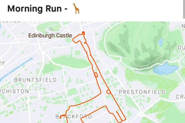 An anonymous athlete, famous for using the exercise-tracking app “Strava” to map the outlines of animals along Edinburgh’s streets, has struck again.