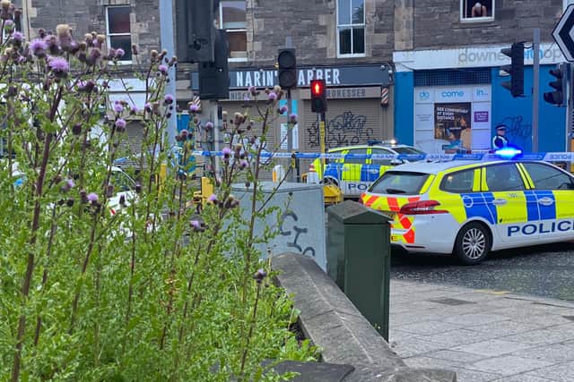 Police attending to an incident in Leith