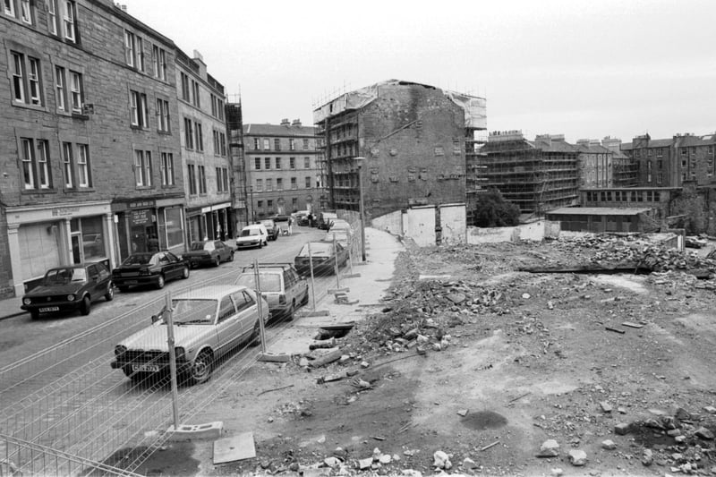 The gap-site on St Stephen Street Stockbridge, left over from the fire that destroyed the once popular Cinderella-Rockafellas disco in 1991.